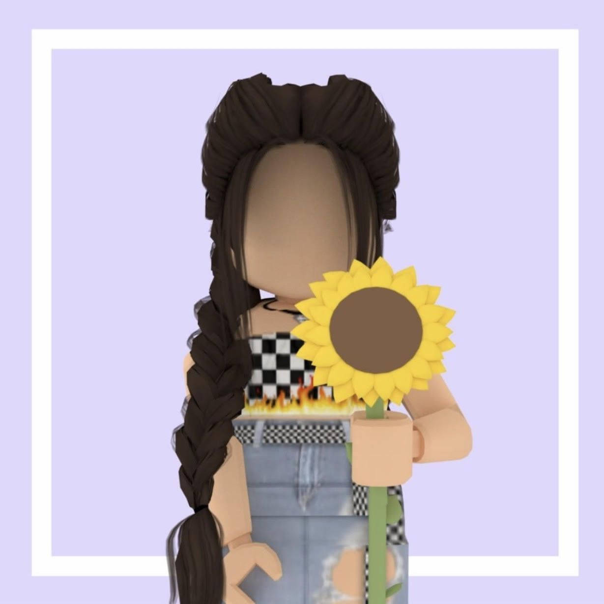 Aesthetic Roblox Girl Holding A Big Sunflower Background