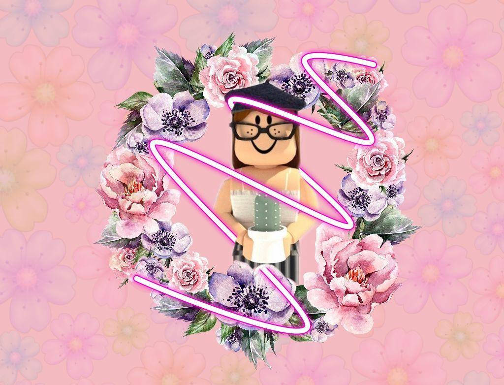 Aesthetic Roblox Girl In Flower Frame Background