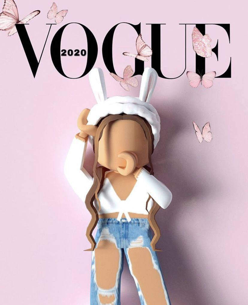 Aesthetic Roblox Girl In Vogue Cover Background