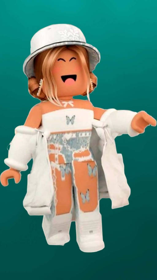 Aesthetic Roblox Girl In White Tube Top Background