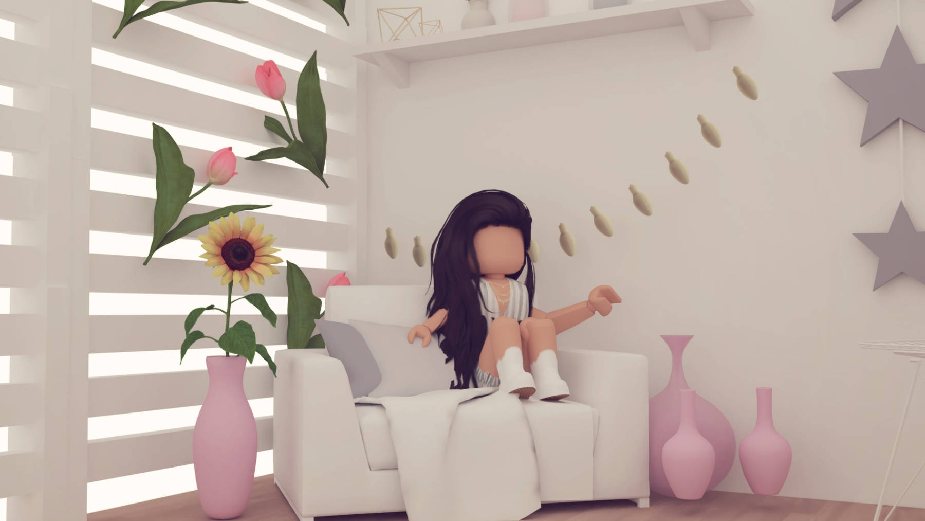 Aesthetic Roblox Girl On Couch Background