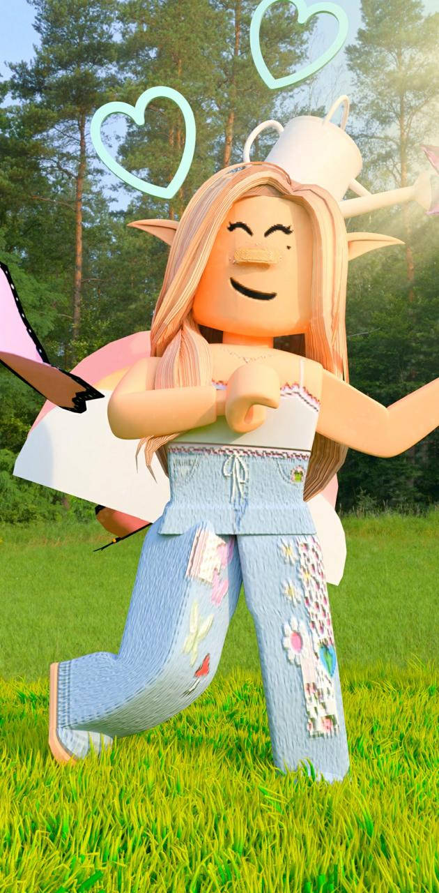 Aesthetic Roblox Girl On The Grass Background