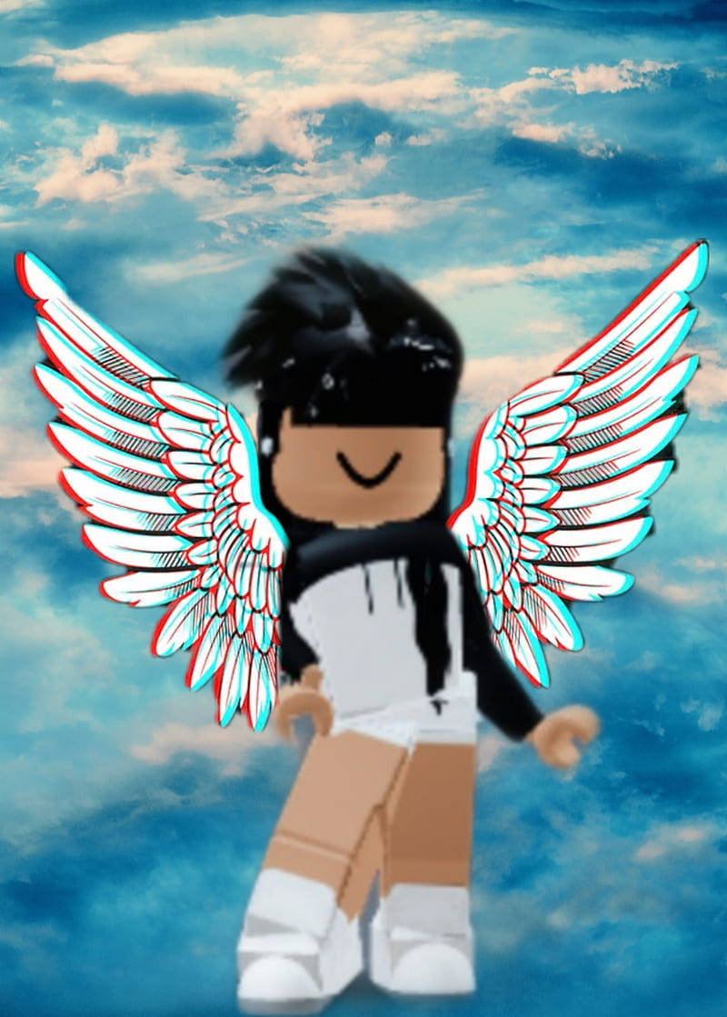 Aesthetic Roblox Girl With Angel Wings Background