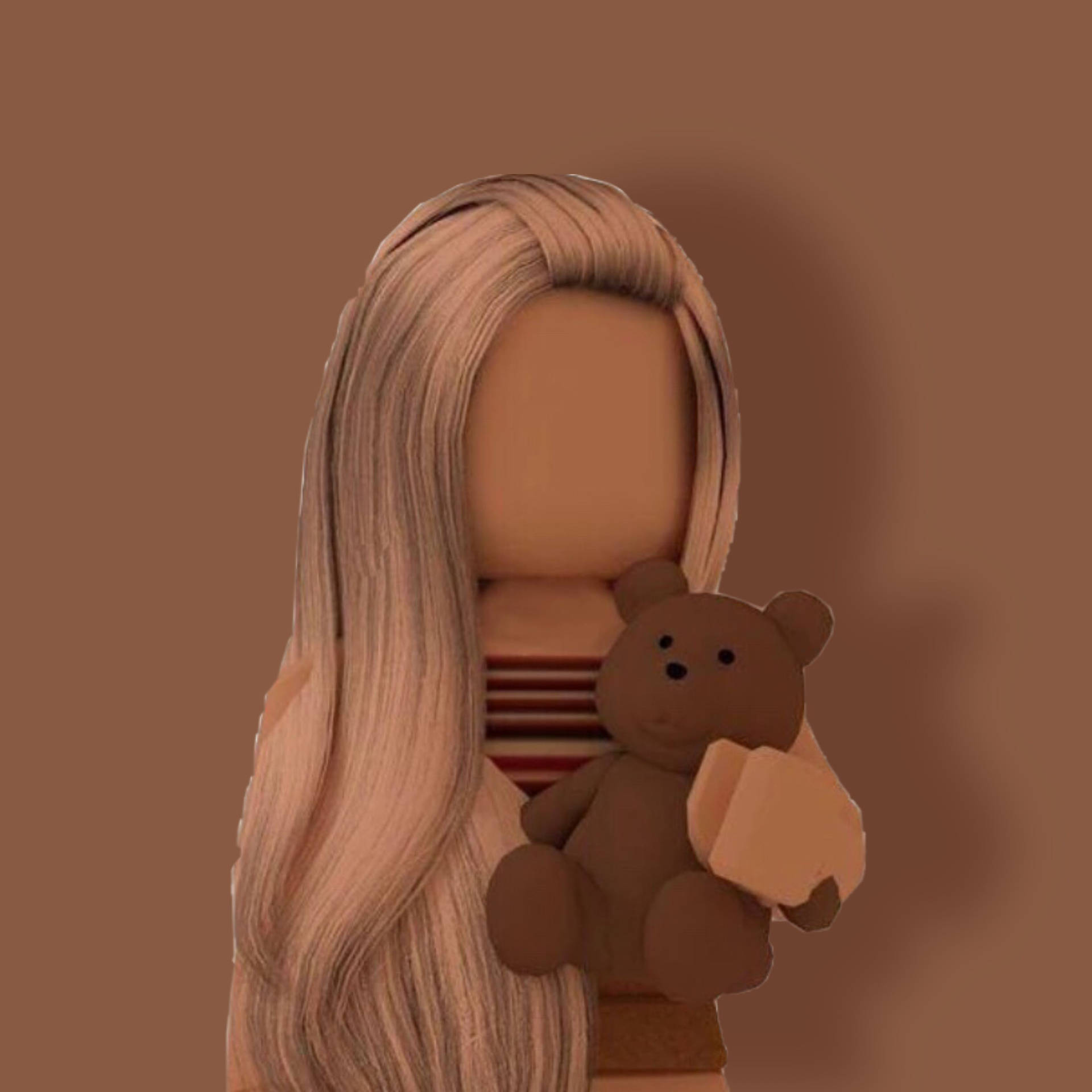 Aesthetic Roblox Girl With Brown Teddy Bear Background