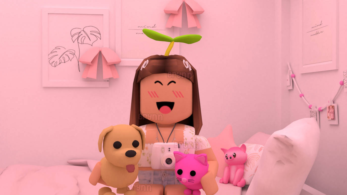 Aesthetic Roblox Girl With Pet Background