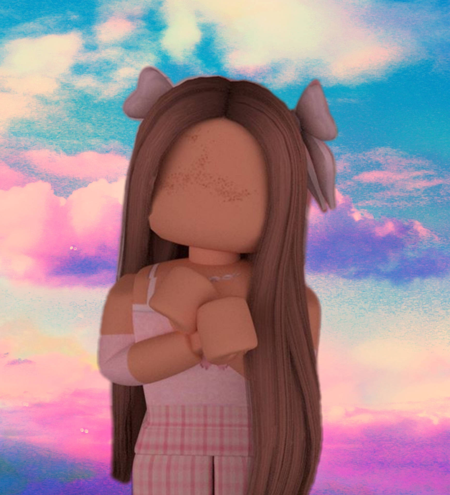 Aesthetic Roblox Girl With Pink Bows Background