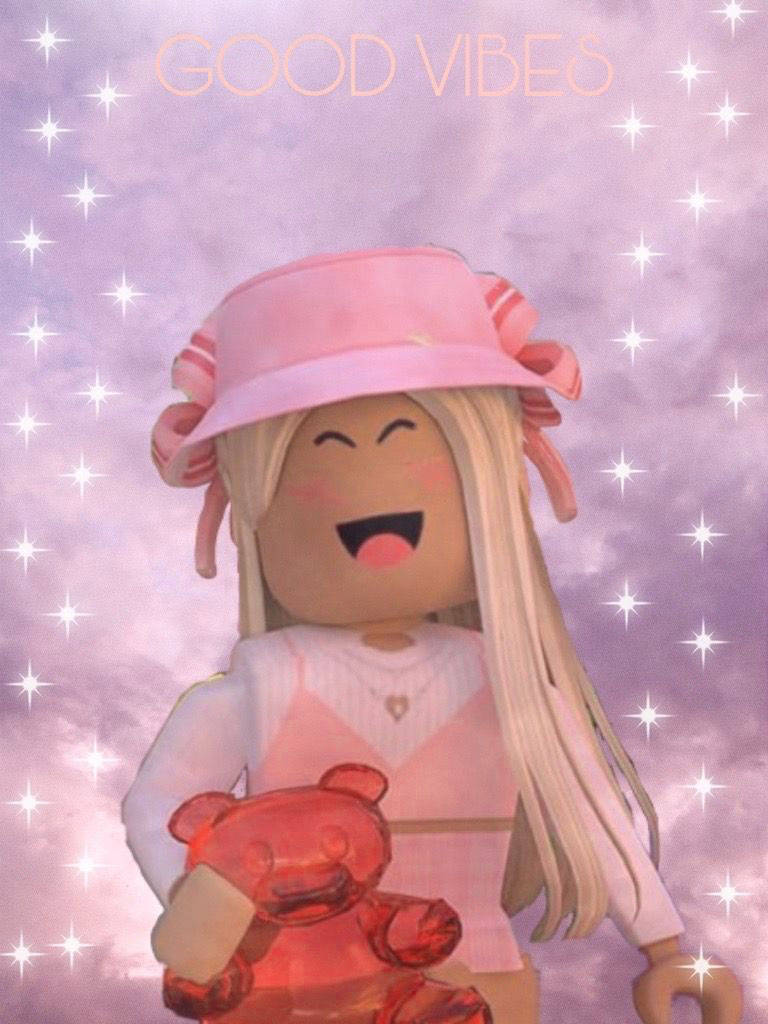 Aesthetic Roblox Girl With Pink Hat Background