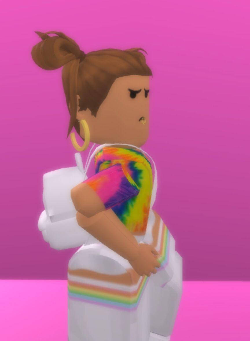 Aesthetic Roblox Girl With Tie-dye Shirt Background