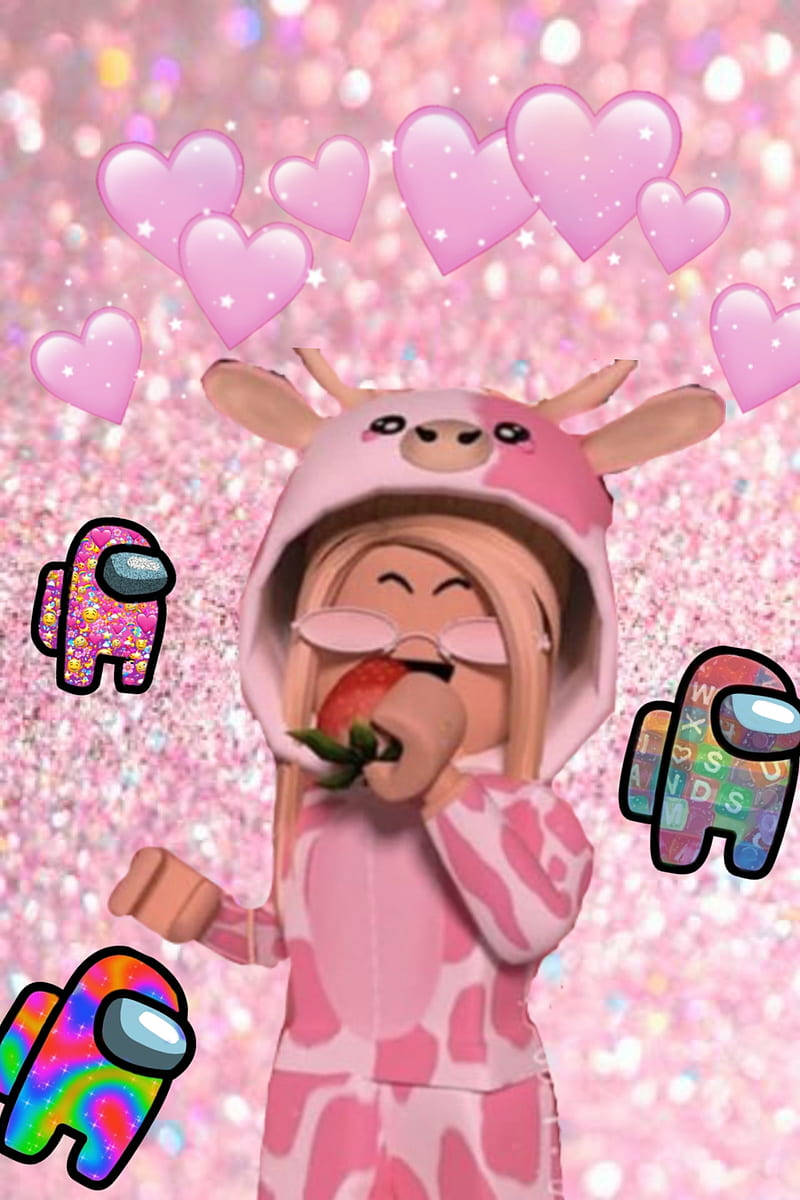 Aesthetic Roblox Pink Cow Outfit Background