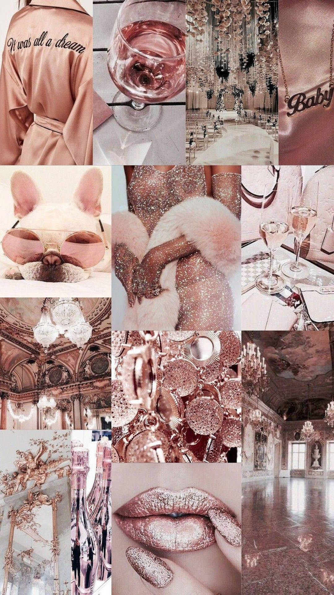 Aesthetic Rose Gold Collage Background