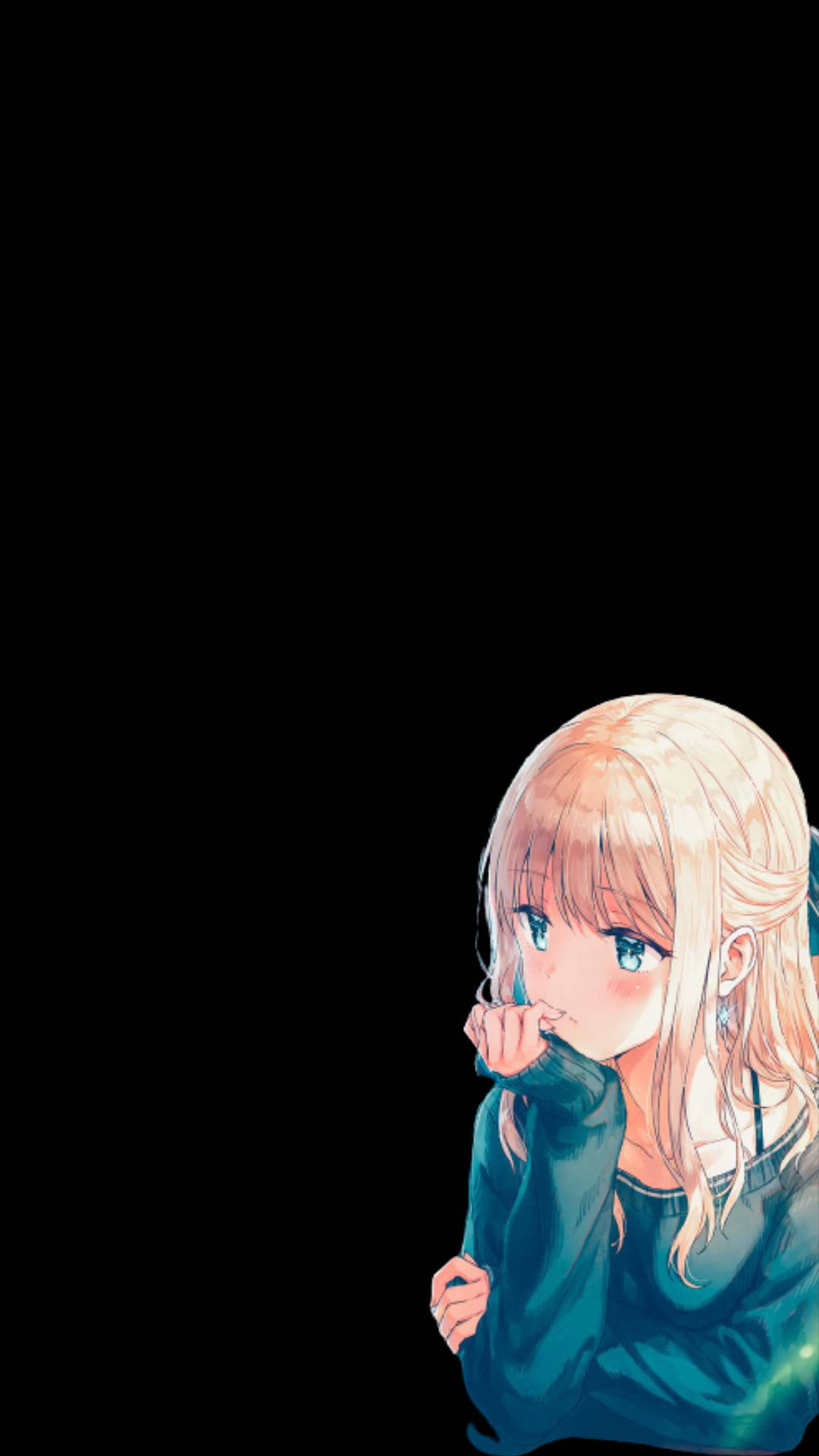 Aesthetic Sad Anime Girl Black Background Background