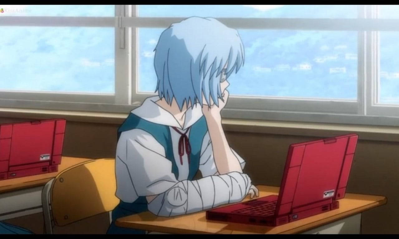 Aesthetic Sad Anime Girl School Chair Background