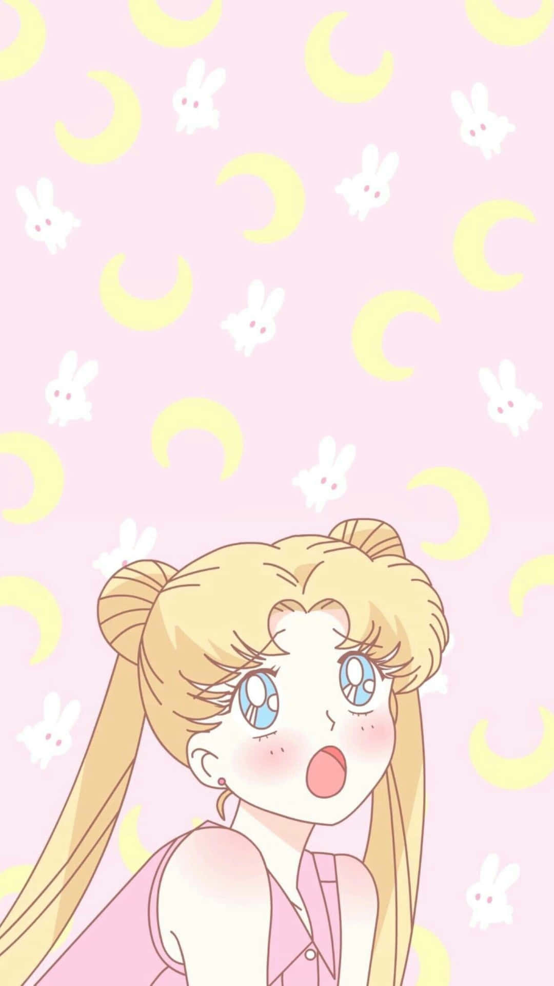 Aesthetic Sailor Moon Bunny Pink Pattern Background