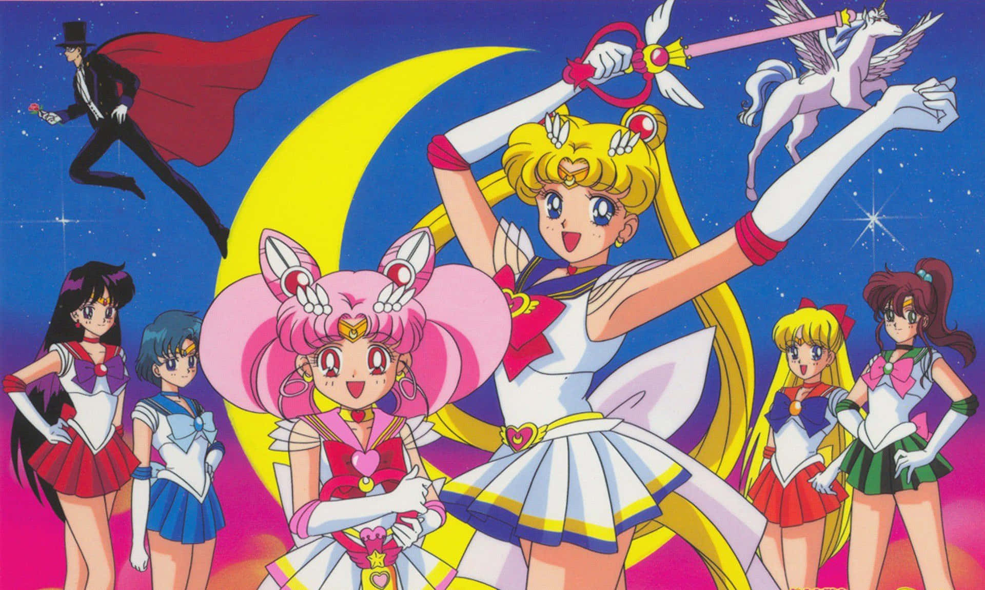 Aesthetic Sailor Moon With A Cresent Moon Wand