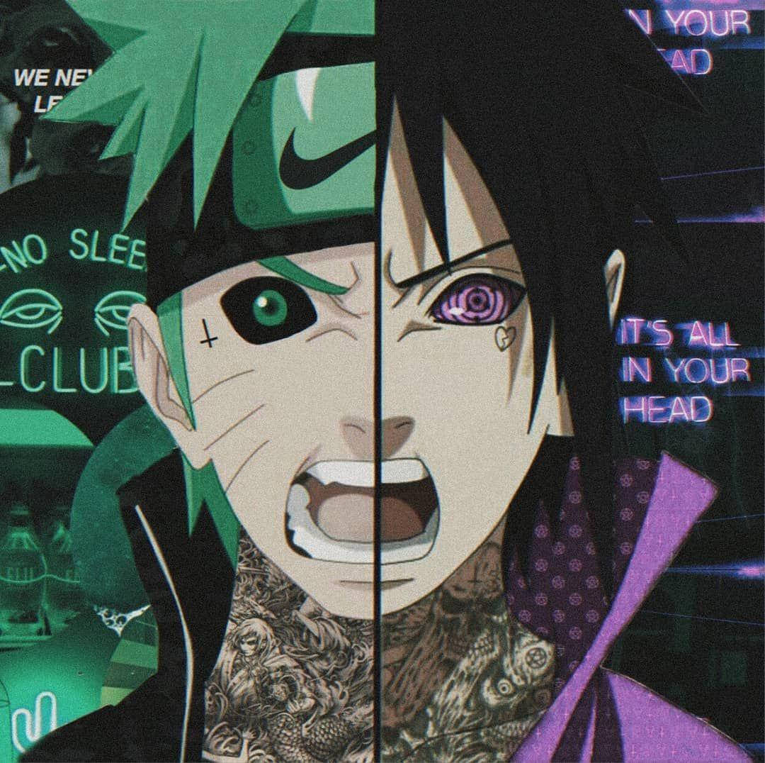 Aesthetic Sasuke And Naruto Juxtaposition Background