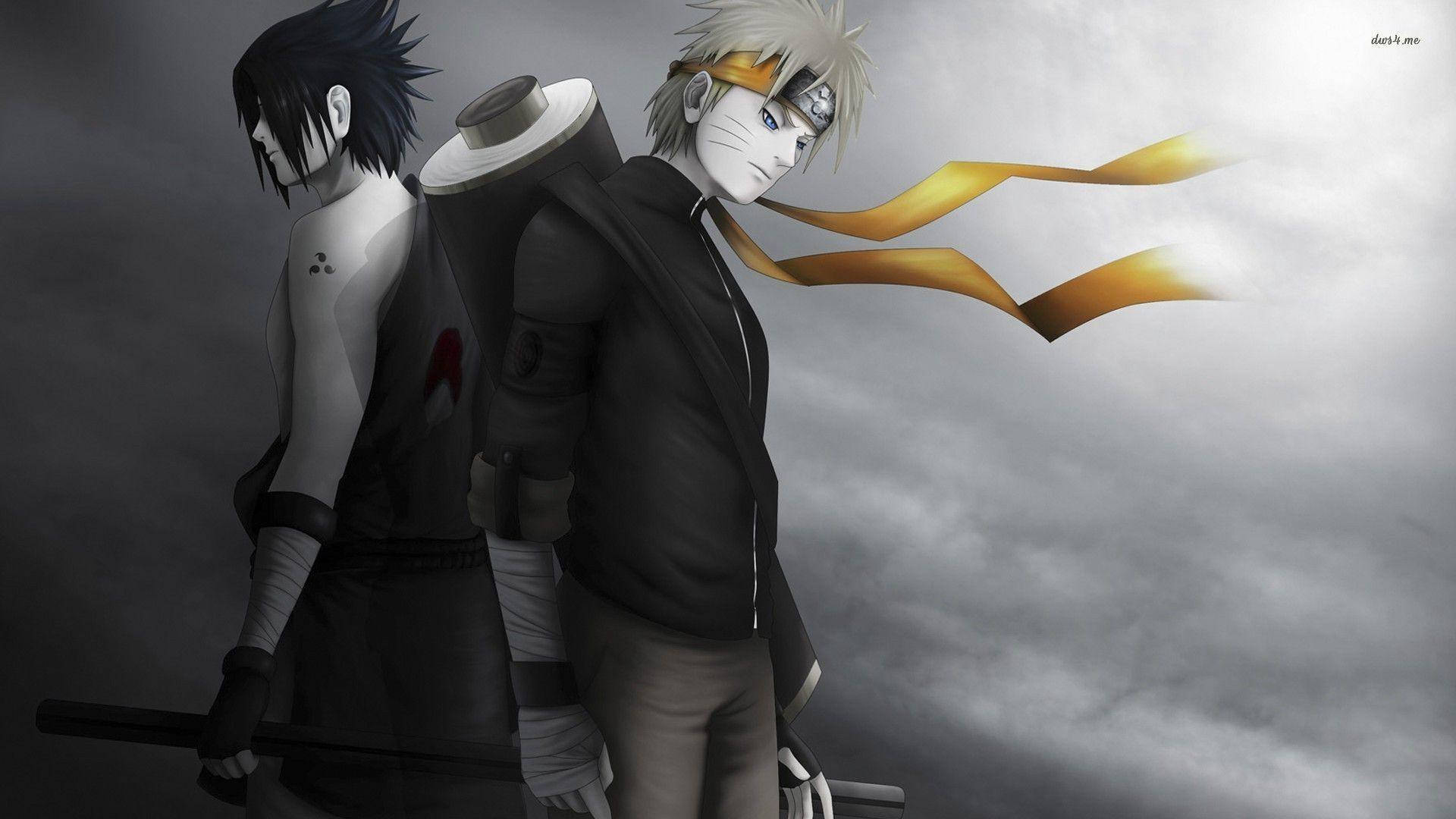 Aesthetic Sasuke And Naruto Pose Background