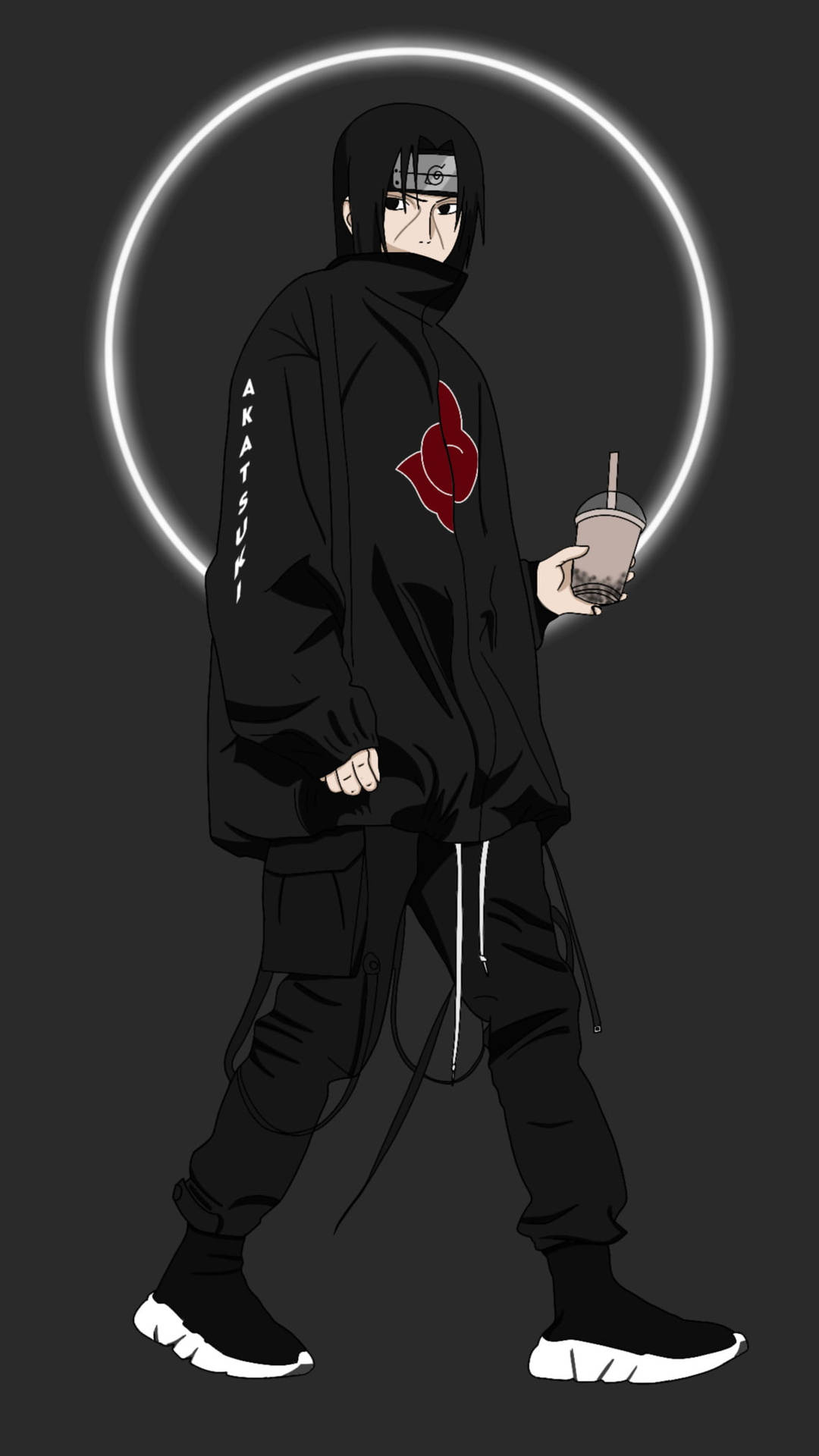 Aesthetic Sasuke Casual All-black Outfit Background