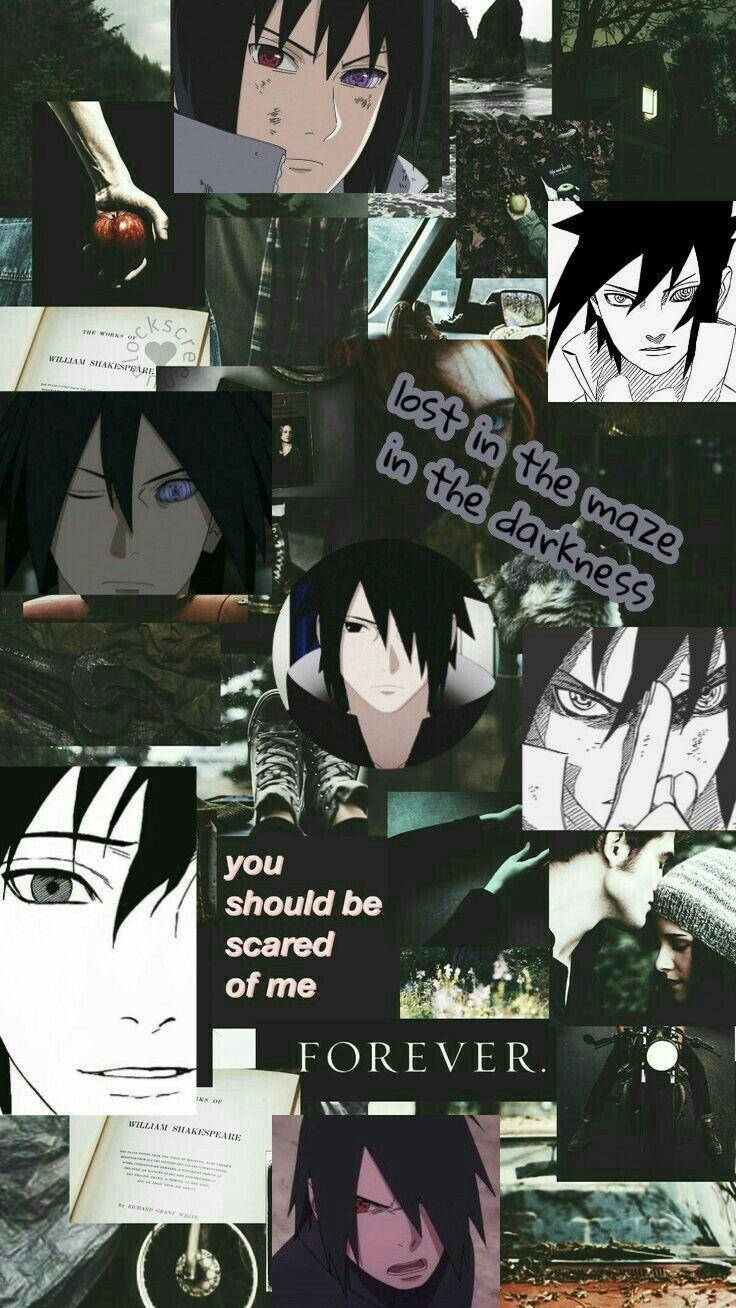 Aesthetic Sasuke Emo Collaged Background