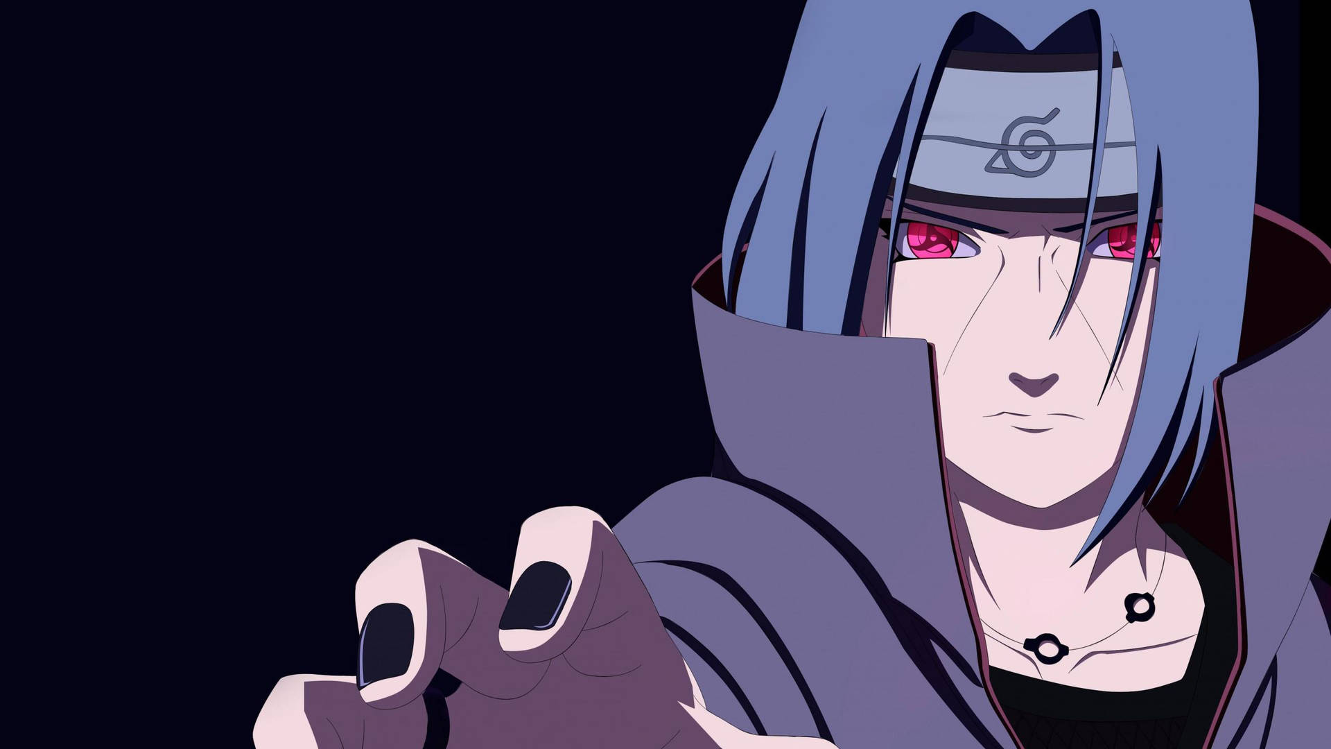 Aesthetic Sasuke In Black Background Background