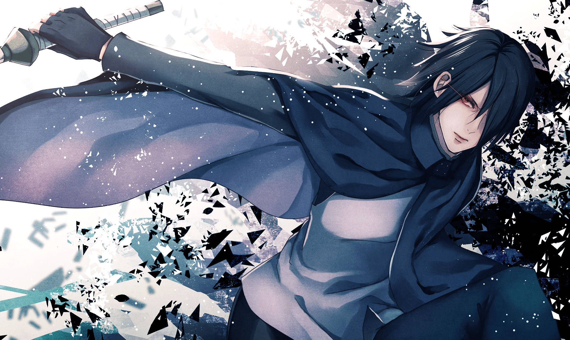 Aesthetic Sasuke In Dark Snowy Backdrop Background