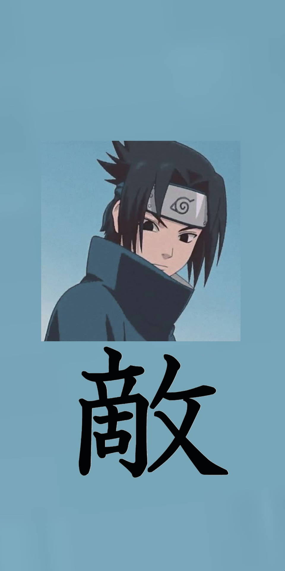 Aesthetic Sasuke In Light Blue Background Background