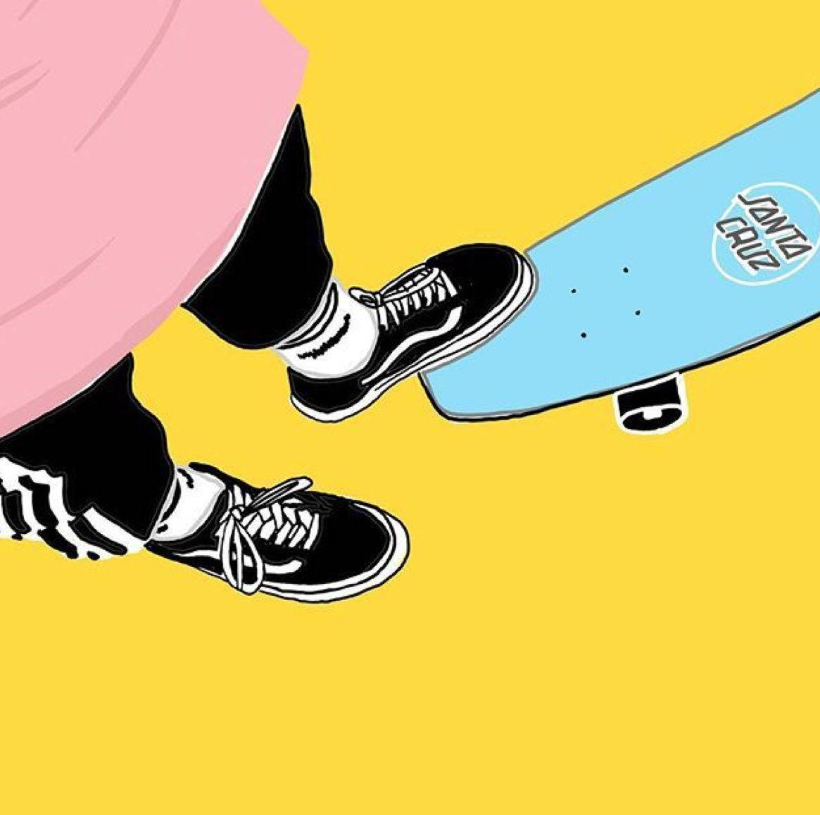 Aesthetic Skateboard Yellow Art