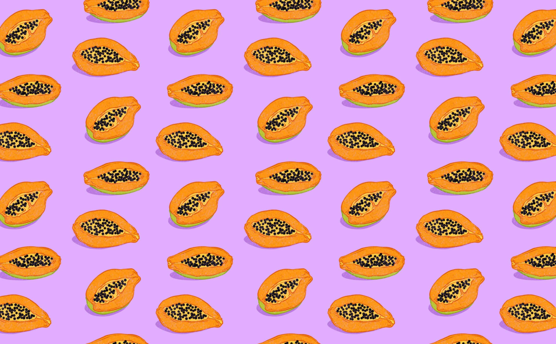 Aesthetic Sliced Papaya Fruits Purple Background Background