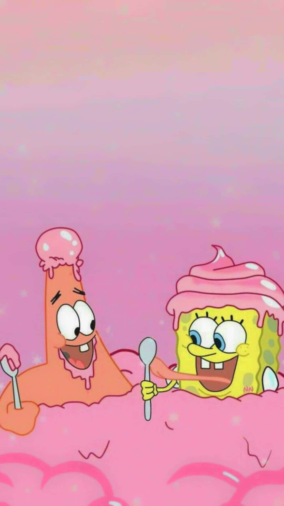 Aesthetic Spongebob And Patrick Bubble Bath Background