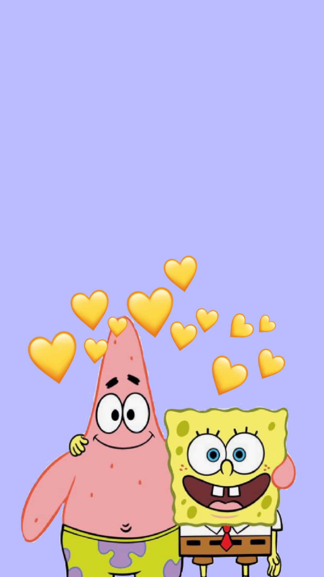 Aesthetic Spongebob And Patrick With Yellow Hearts Background