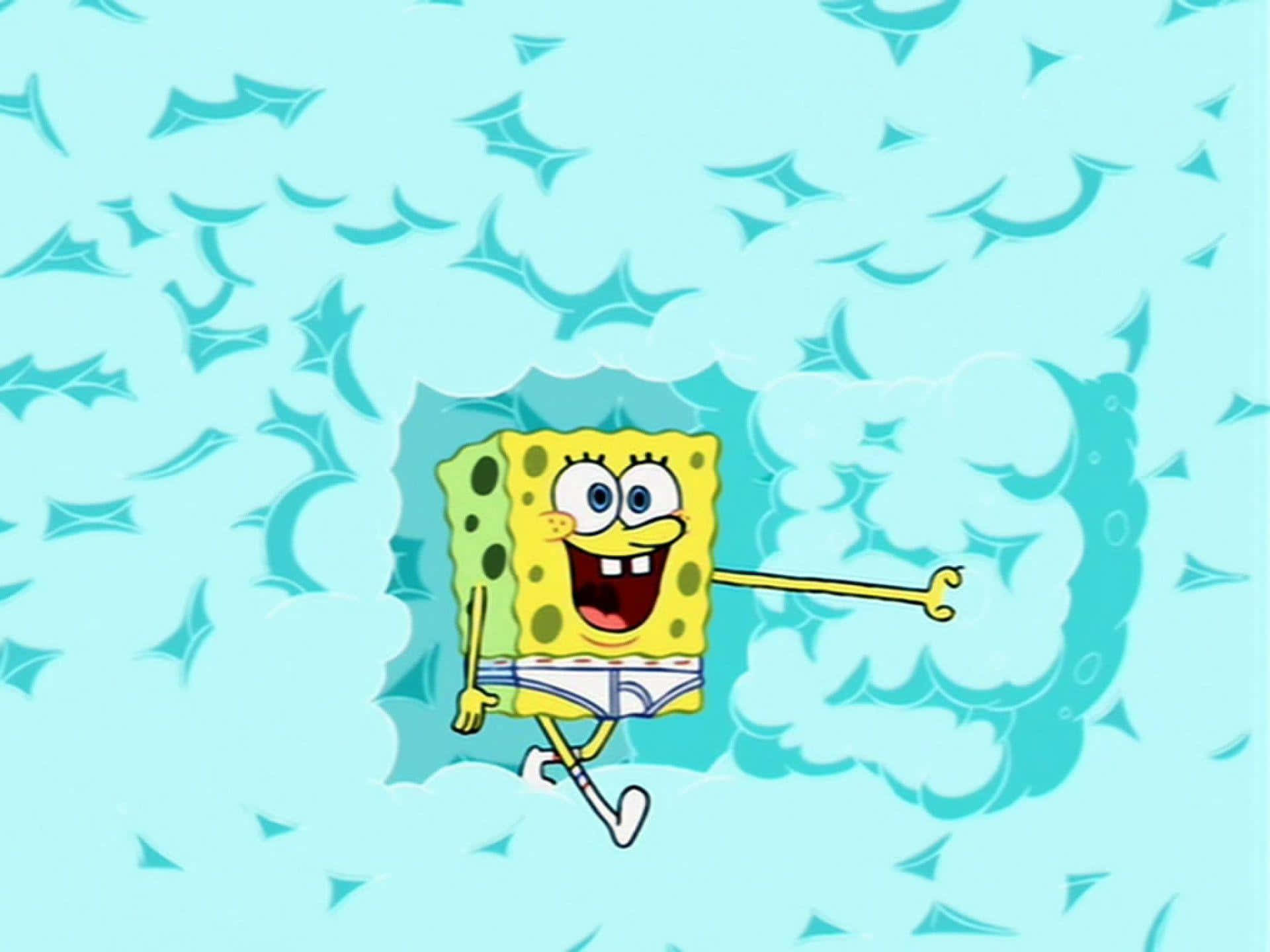 Aesthetic Spongebob Blue Bubbles Laptop Background