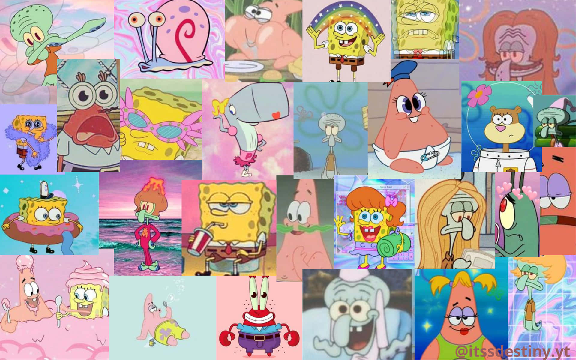 Aesthetic Spongebob Collage Laptop Background