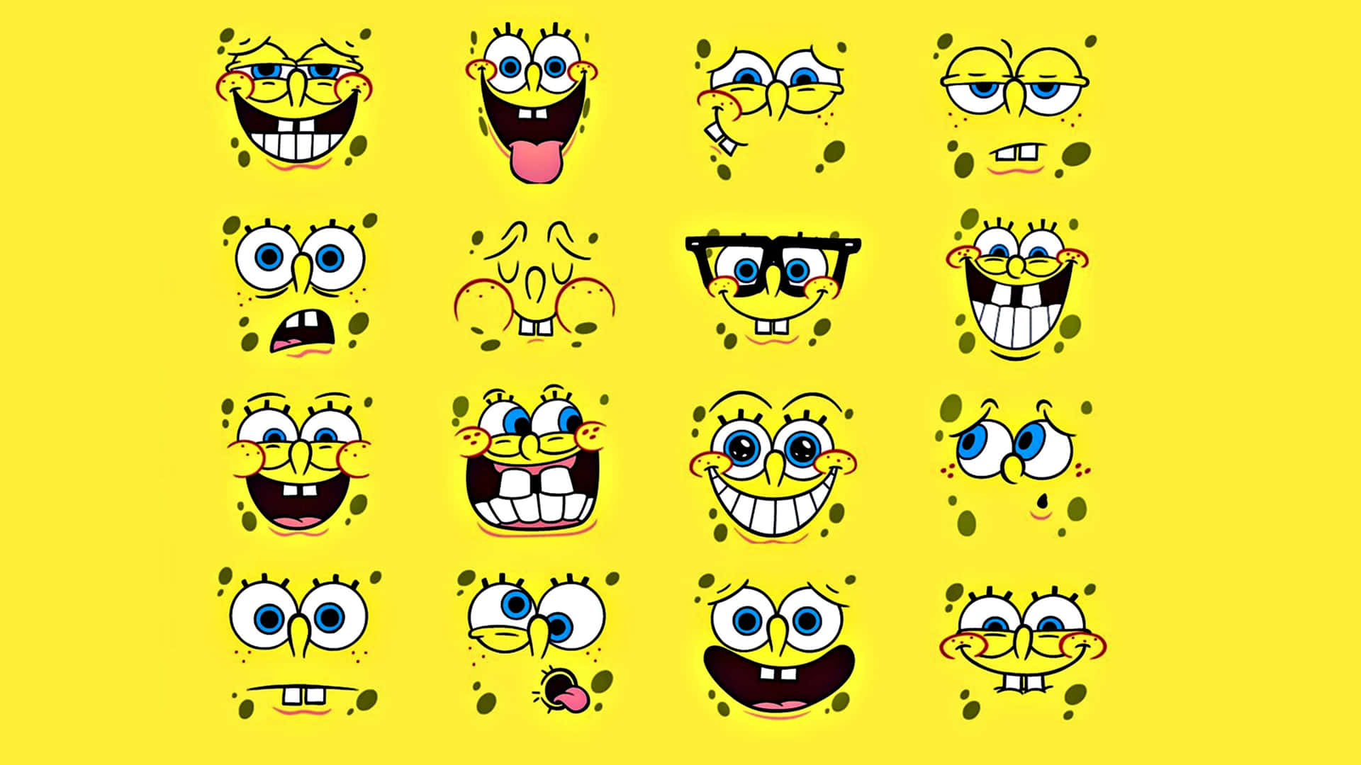 Aesthetic Spongebob Collage Smiling Laptop Background