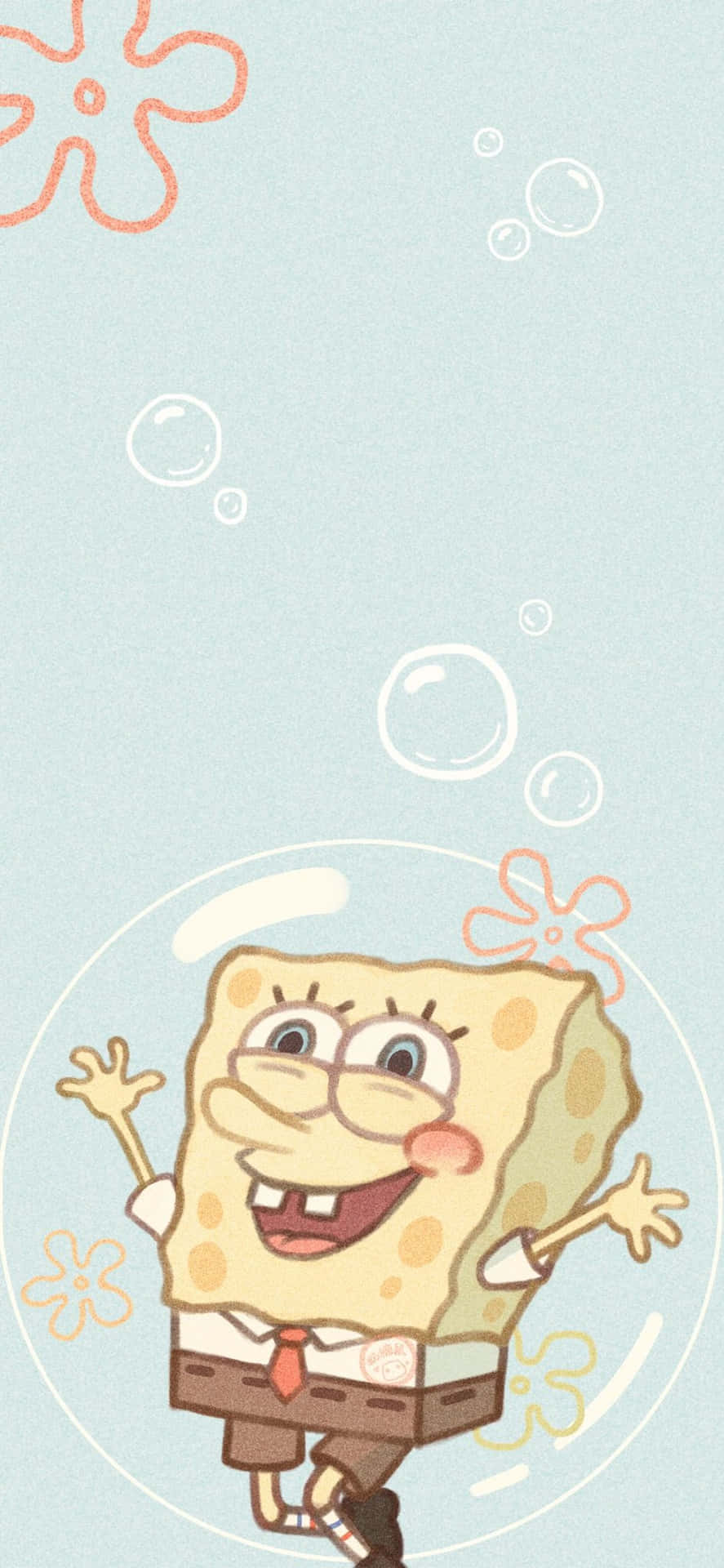 Aesthetic Spongebob Inside A Bubble Background