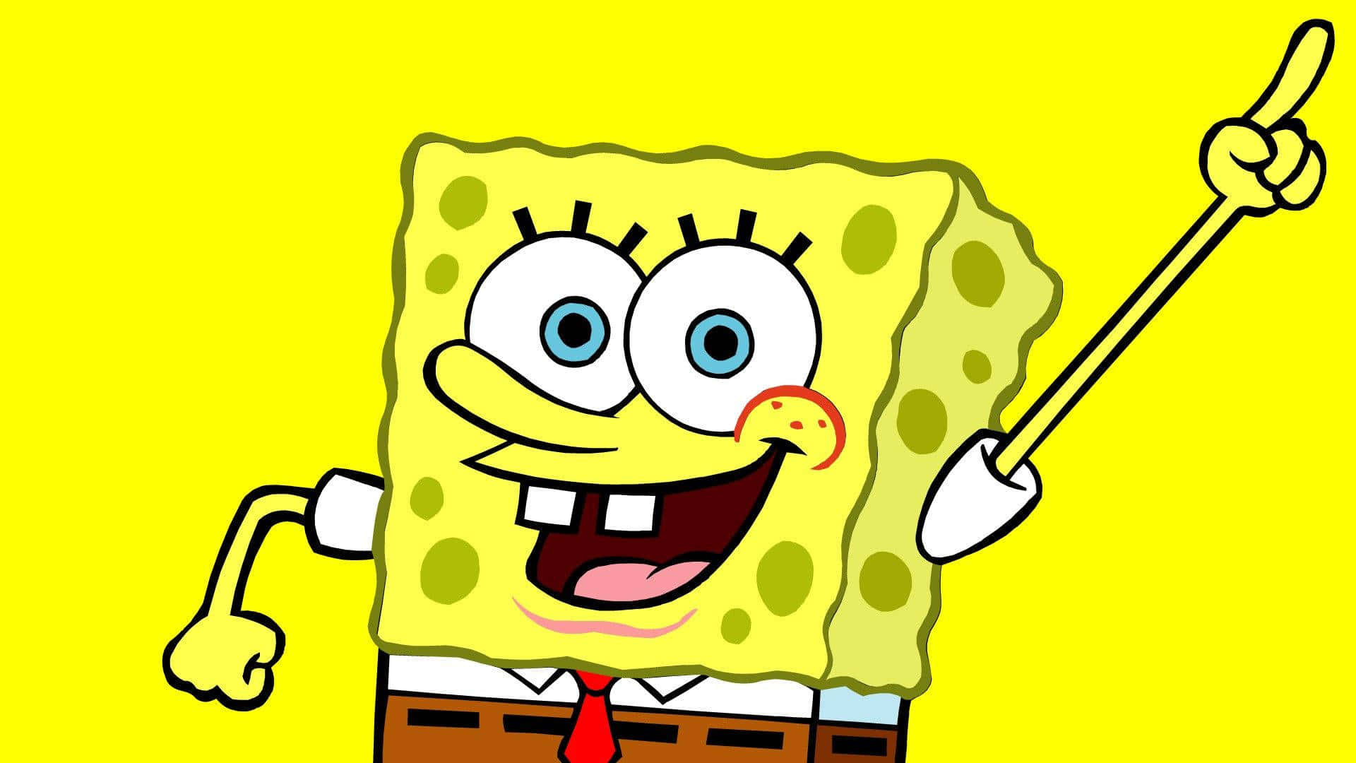 Aesthetic Spongebob Pointing Up Laptop Background