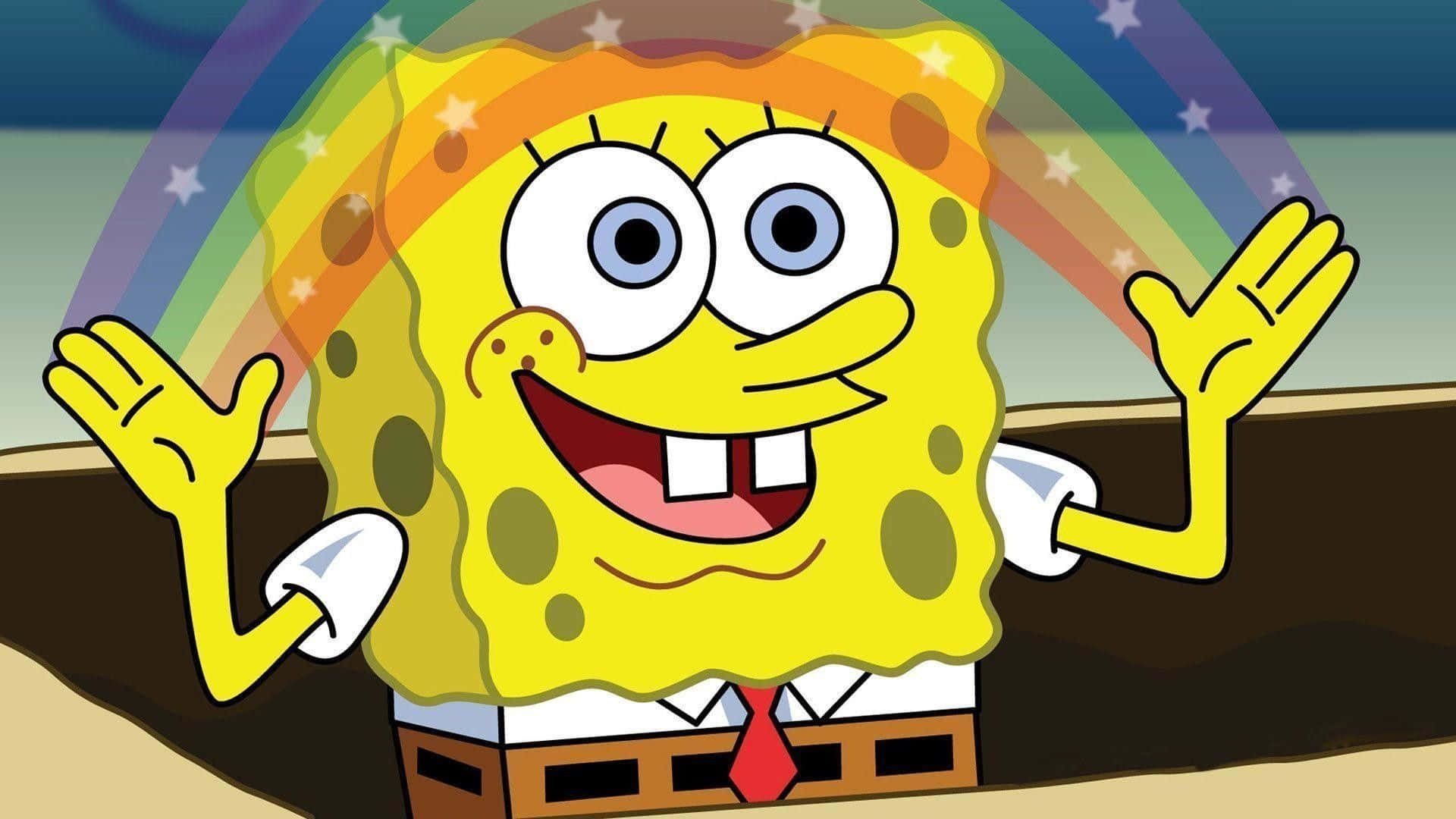 Aesthetic Spongebob Rainbow Meme Laptop Background