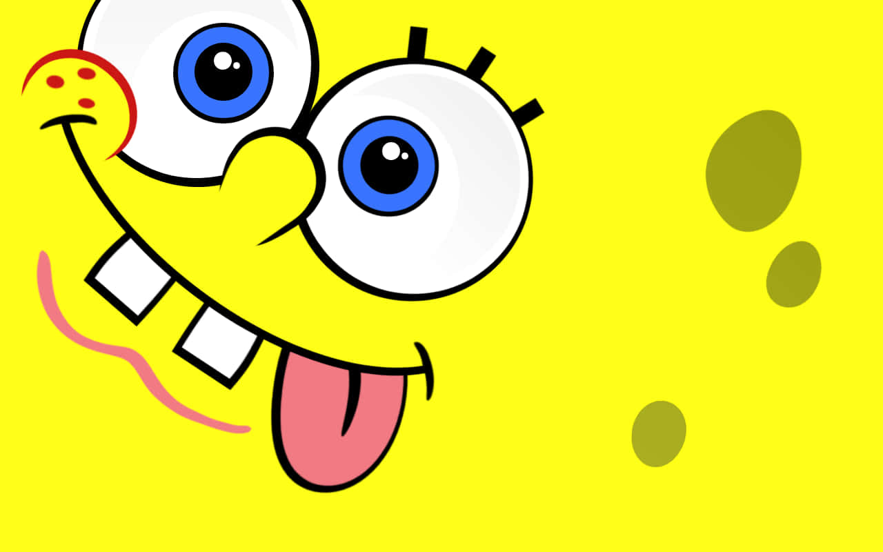 Aesthetic Spongebob Tongue Out Laptop Background