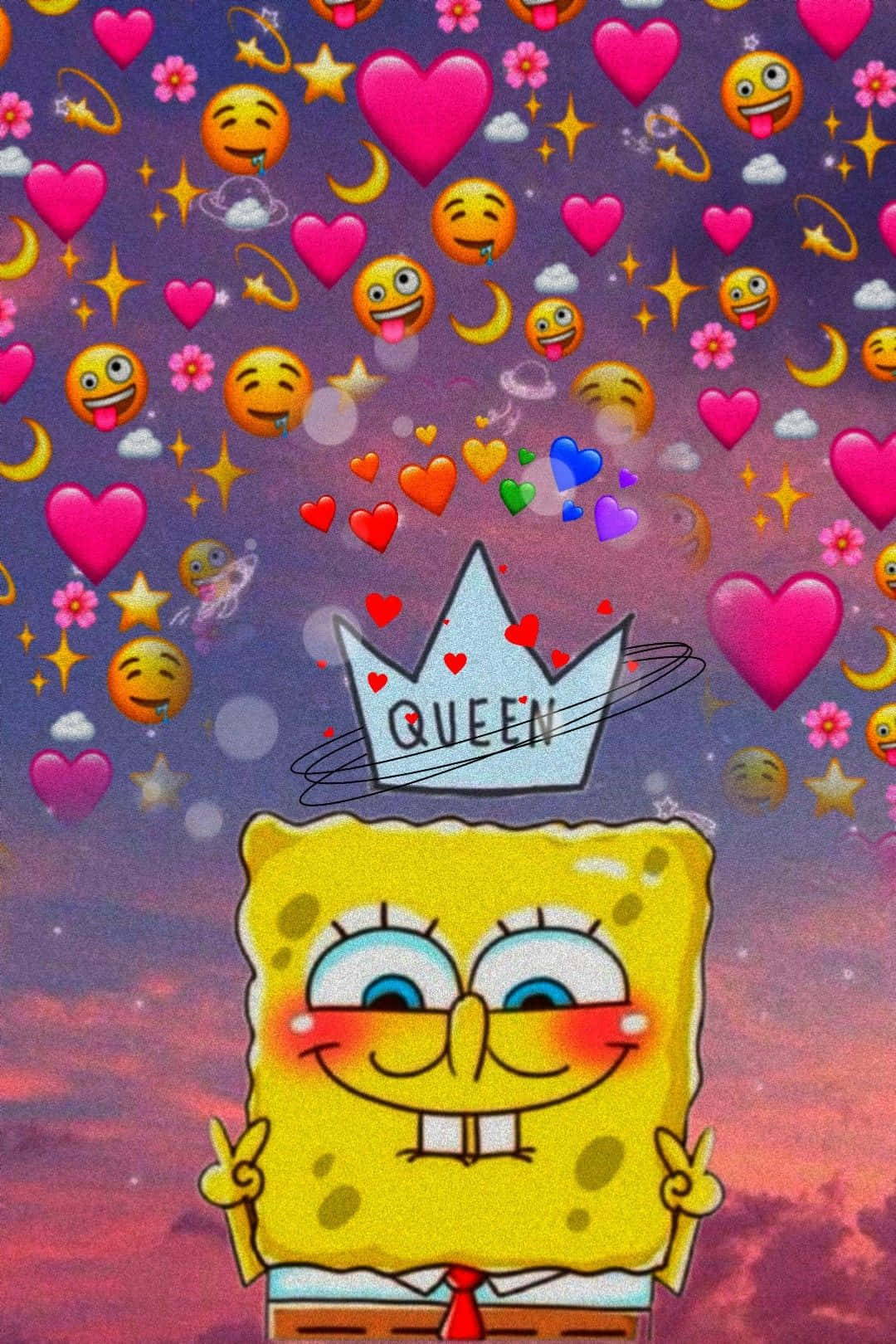 Aesthetic Spongebob With A Crown Background