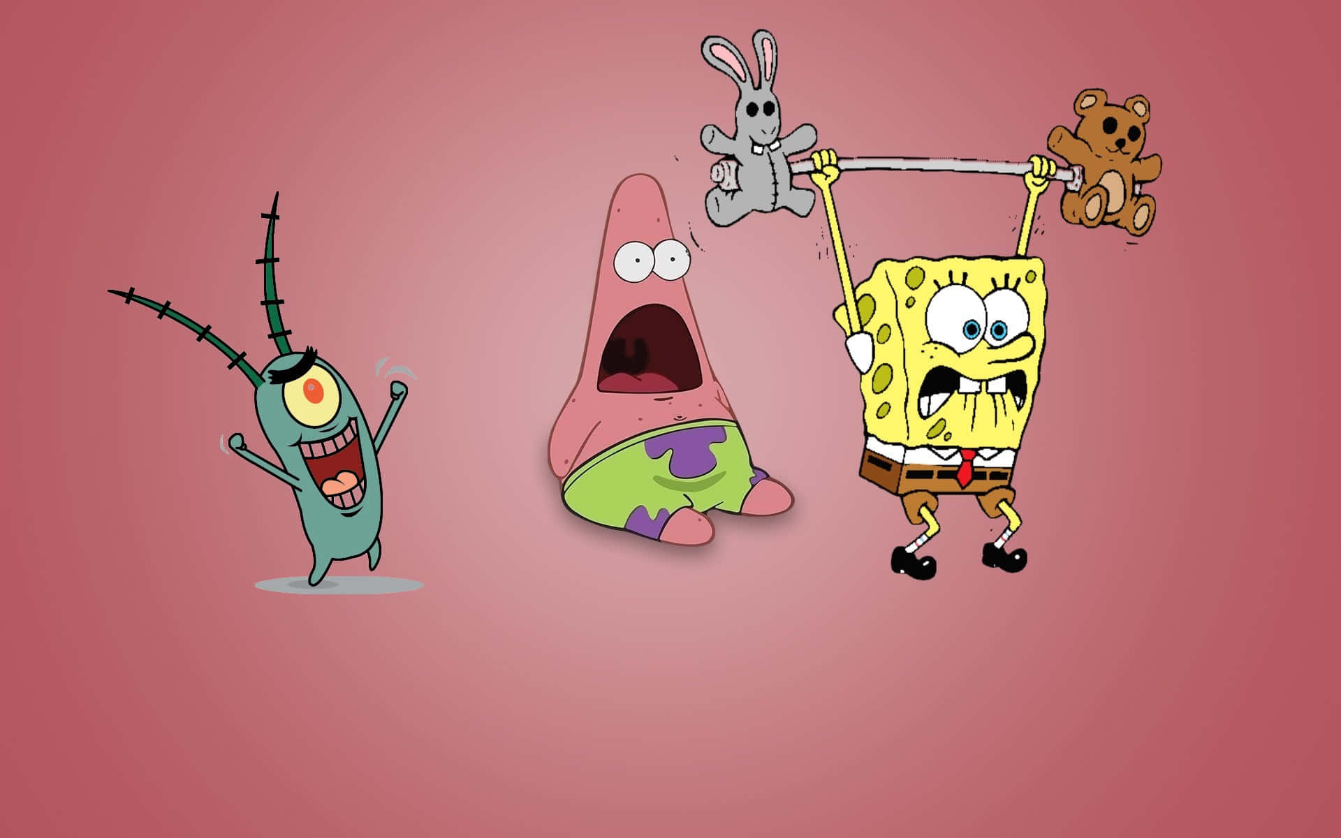 Aesthetic Spongebob With Plankton And Patrick Background