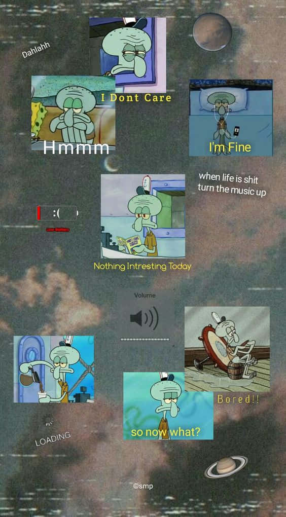 Aesthetic Squidward In Peaceful Meditation Background