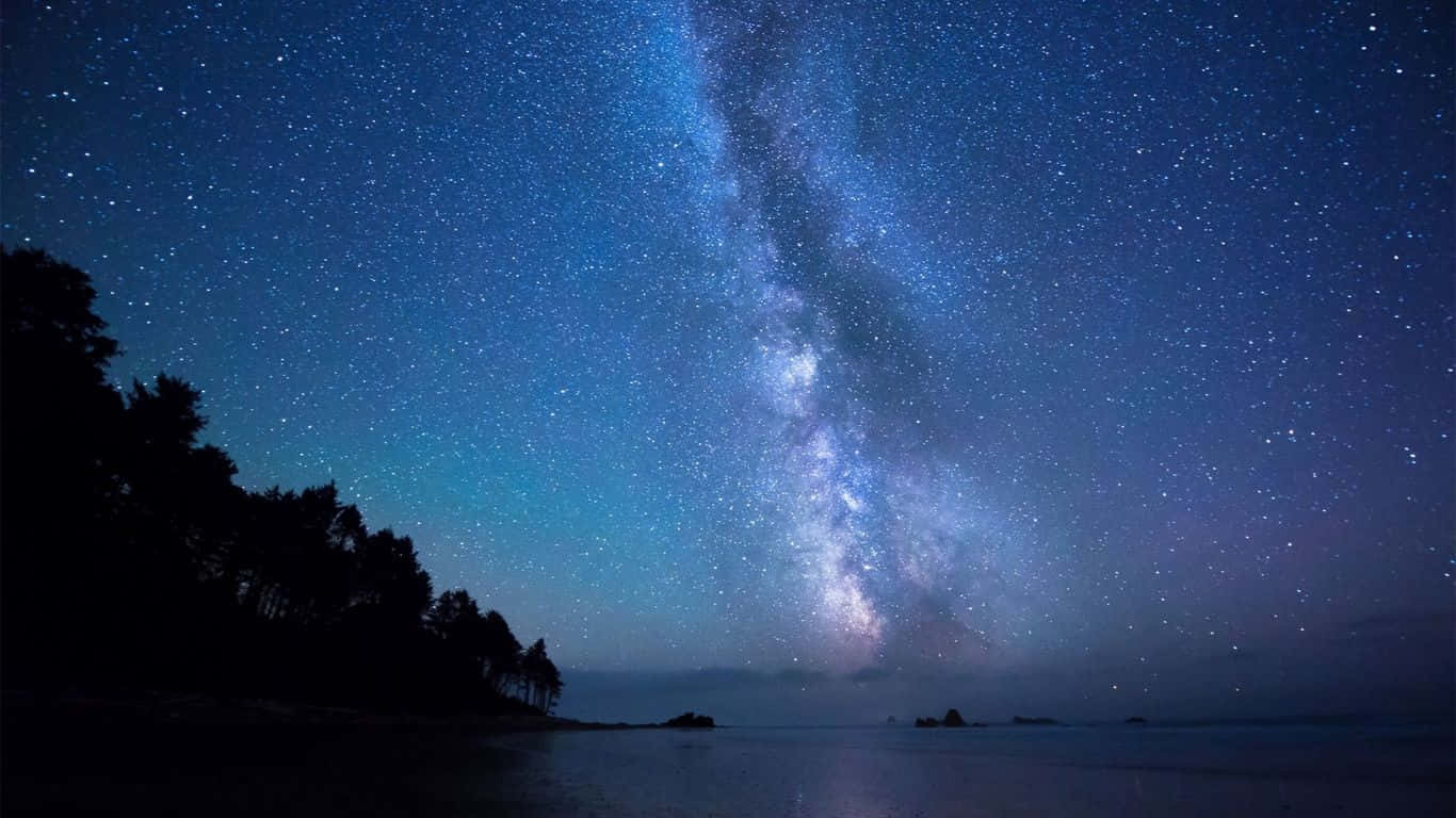 Aesthetic Stars Seen Over The Beach Laptop Background