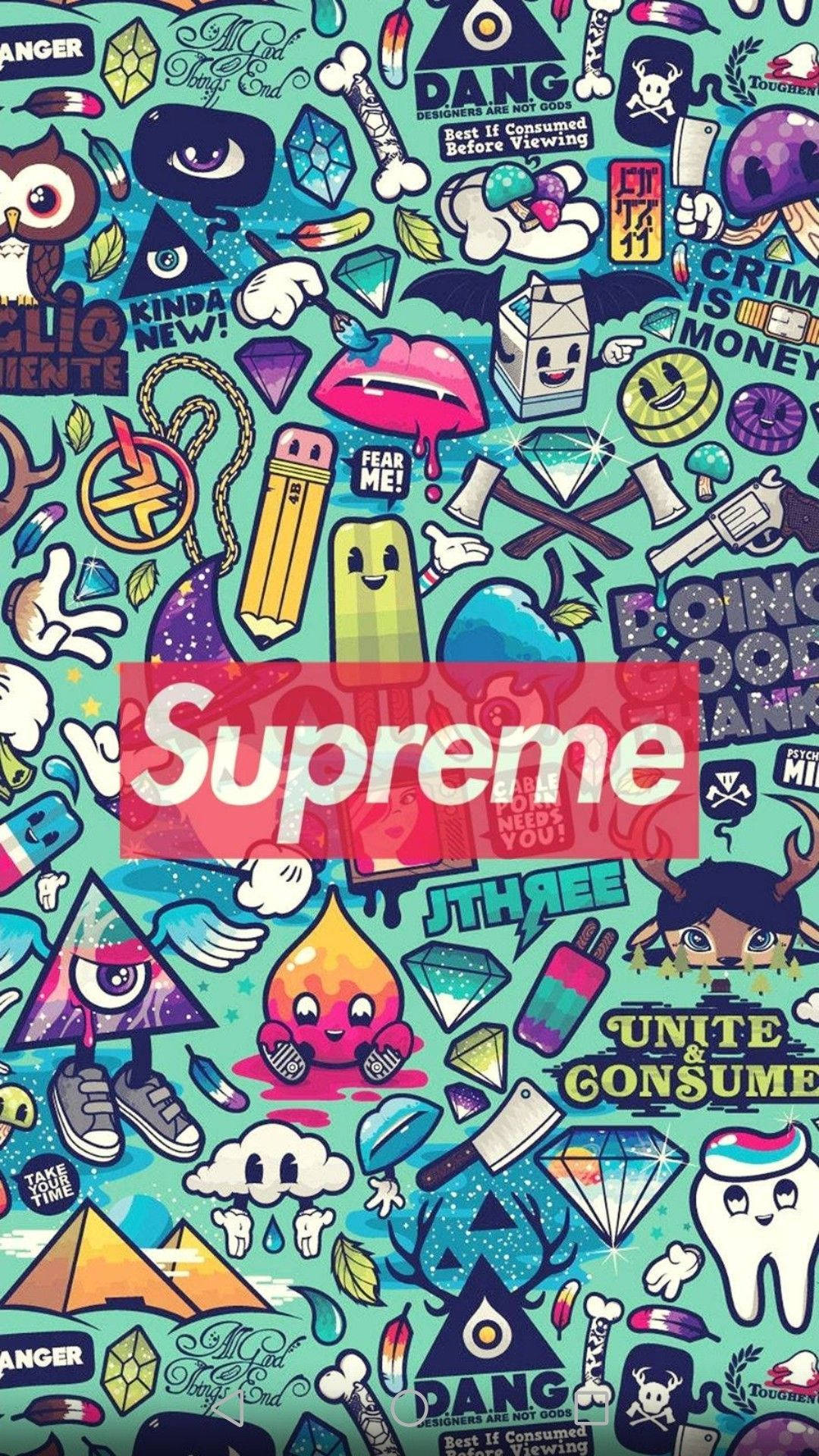 Aesthetic Stickers Supreme And Doodles Background