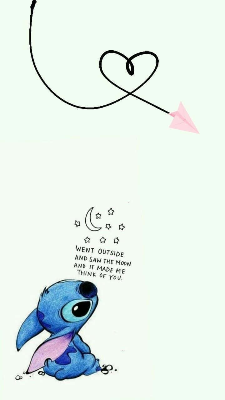 Aesthetic Stitch Disney Romantic Moon Quote Background
