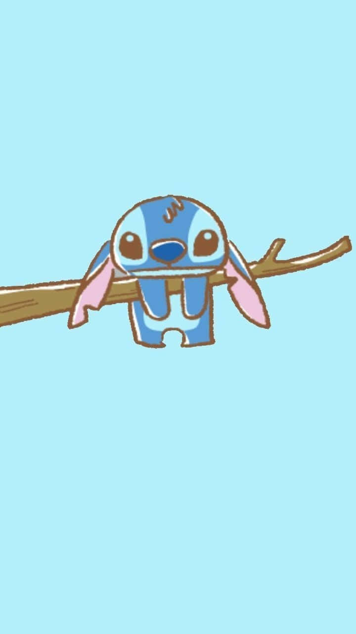 Aesthetic Stitch Hanging On Tree Branch Disney Background