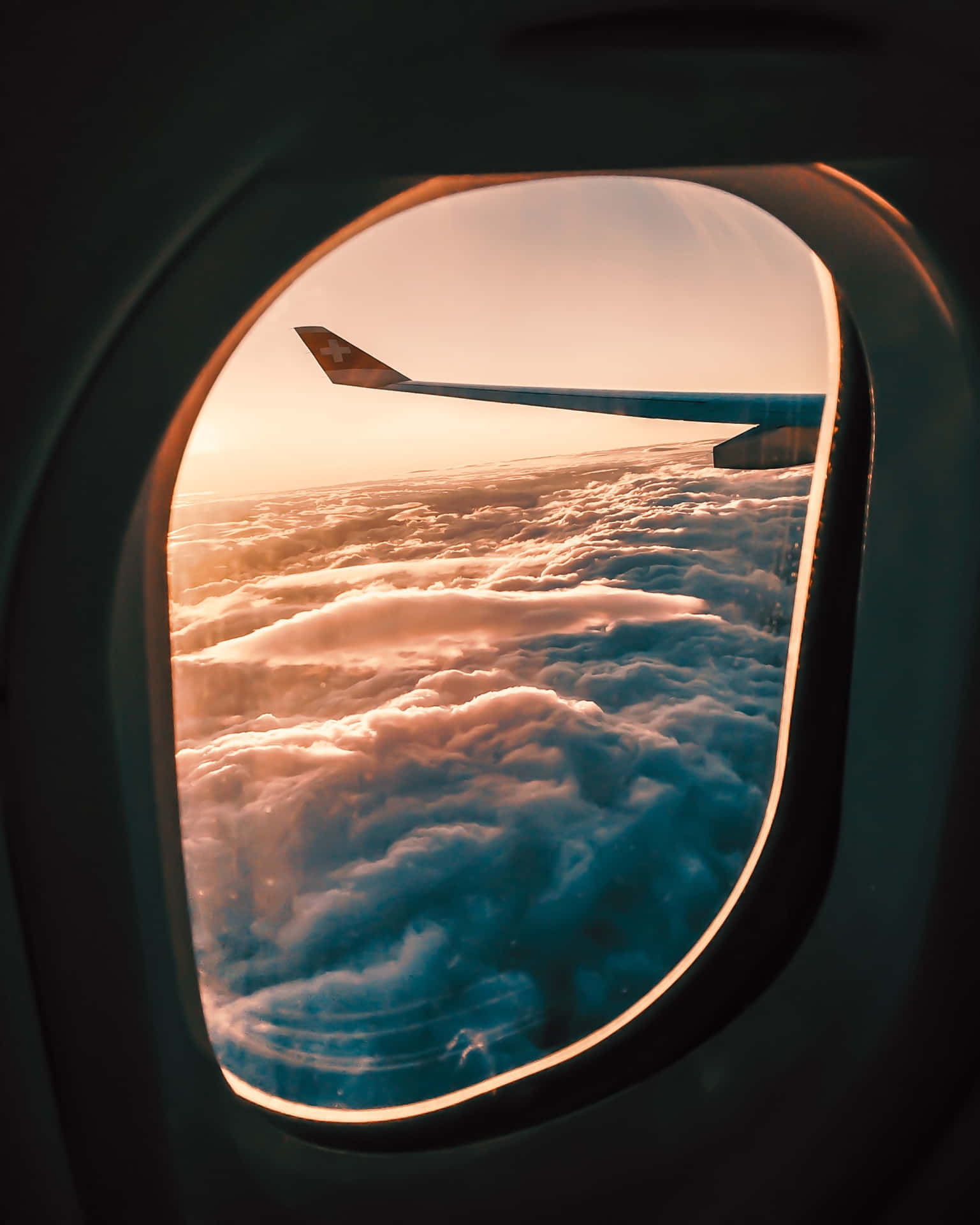 Aesthetic Sunset Clouds Inside Airplane Background