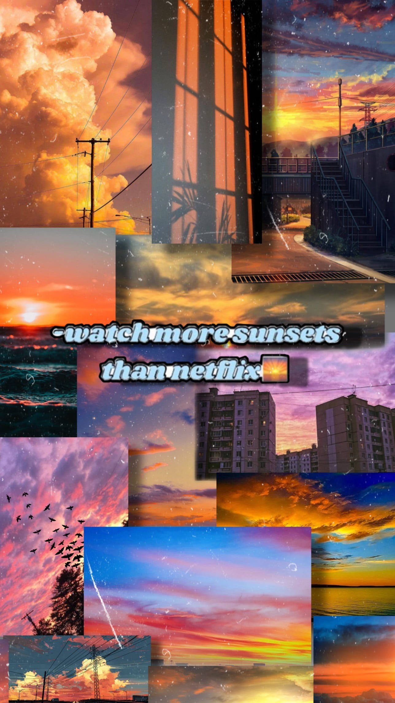 Aesthetic Sunset Collage Quote Background