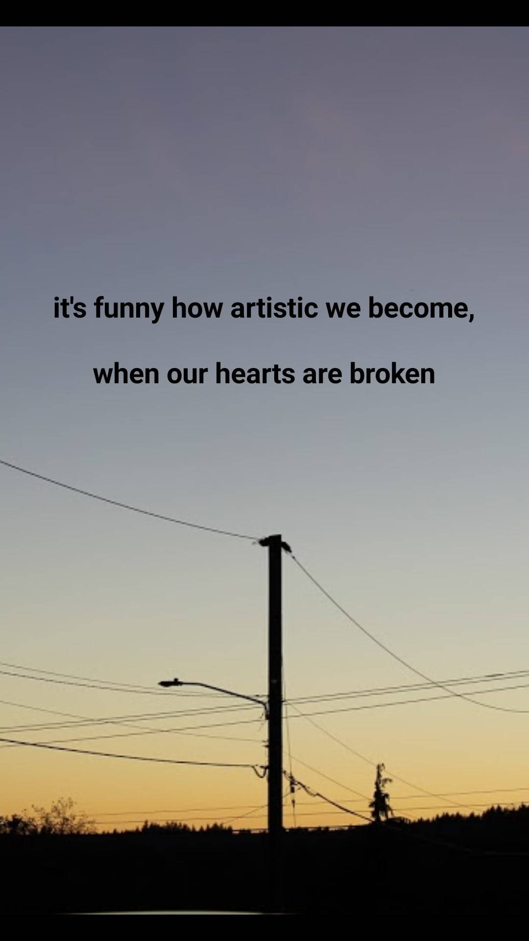 Aesthetic Sunset Hearts Broken Quote Background