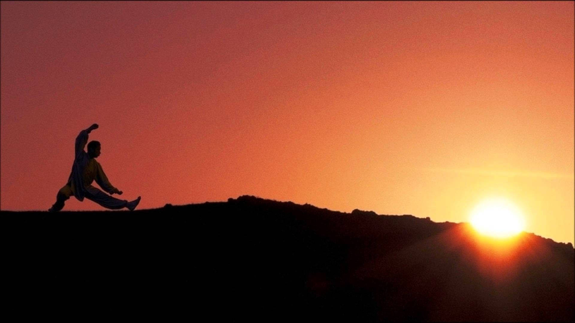 Aesthetic Sunset Tai Chi Meditation Background