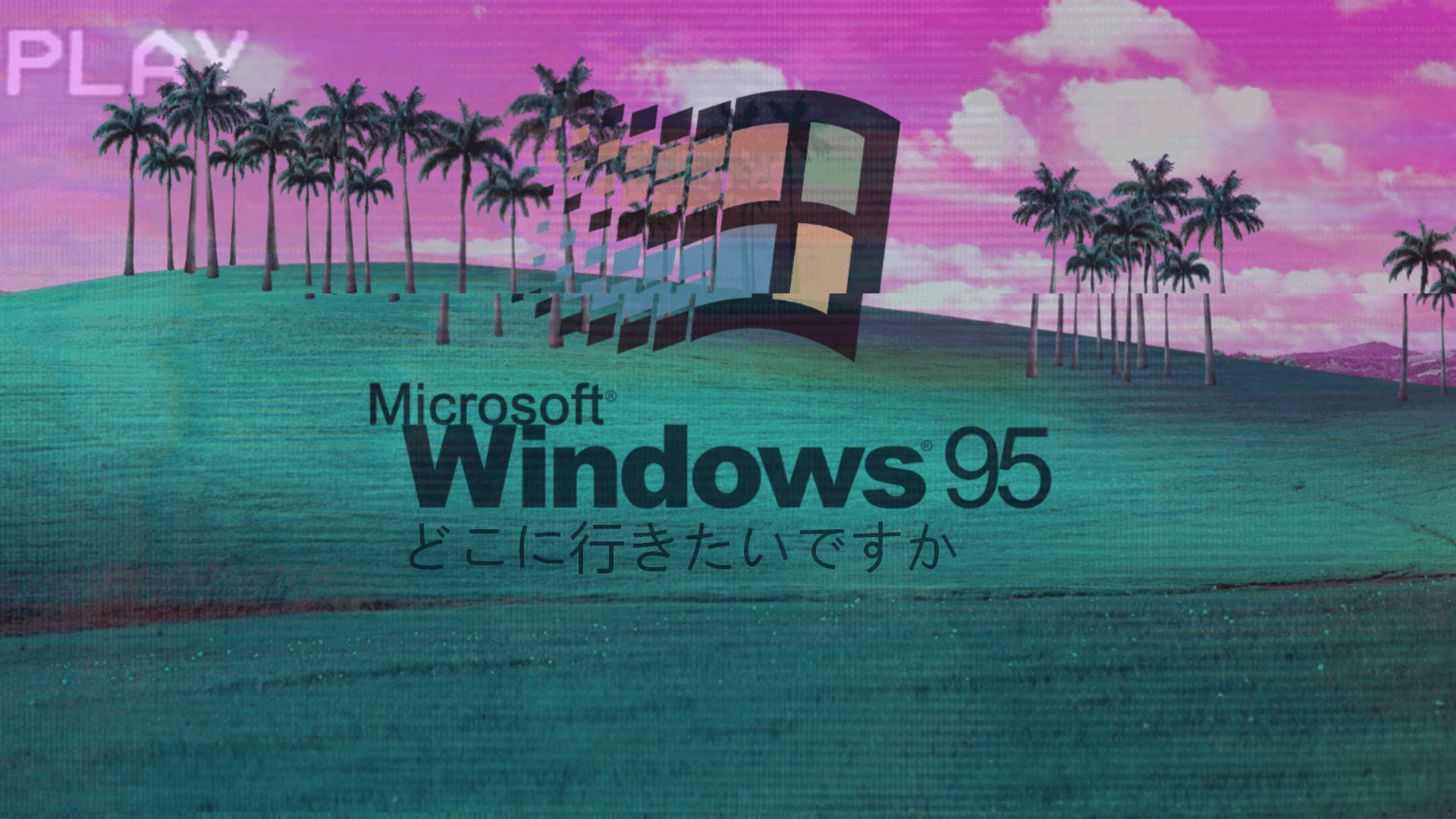 Aesthetic Teal Windows 95 Retrowave Design Background