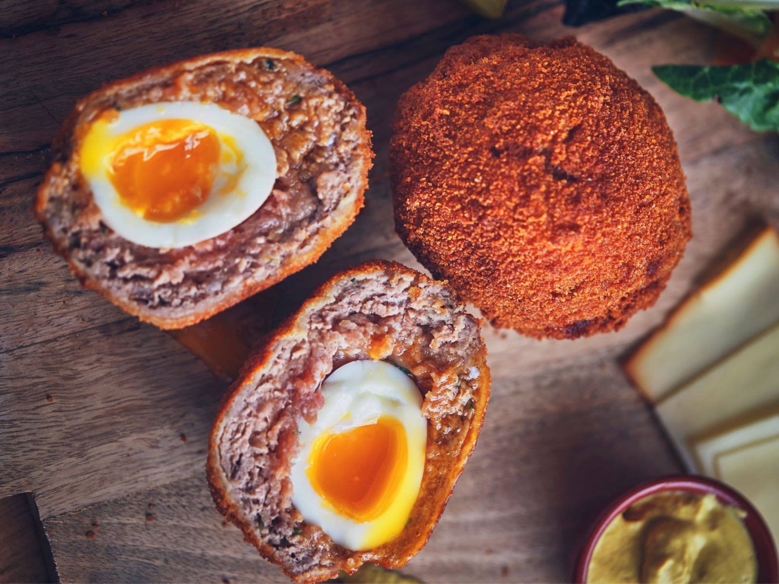 Aesthetic Traditional British Scotch Eggs Dish With Cheese