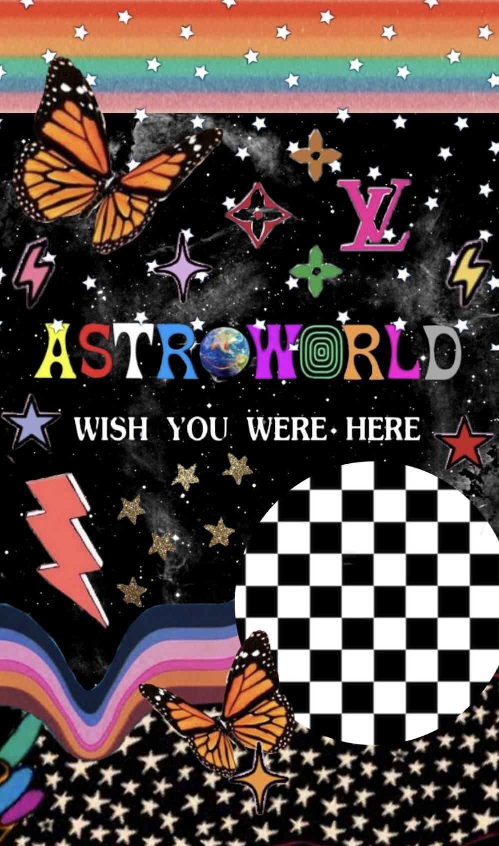 Aesthetic Trippy Astroworld Travis Scott Butterflies Background